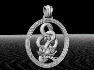 snake with flower pendant 3D Print Model