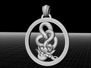 snake with flower pendant 3D Print Model