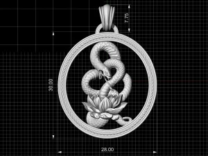 snake with flower pendant 3D Print Model