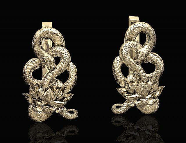 snake with flower earrings 3D 打印模型 .c4d .max .obj .3ds .fbx .stl .blend 