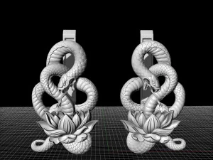 snake with flower earrings 3D Print Model