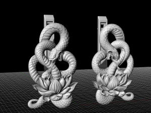 snake with flower earrings 3D Print Model