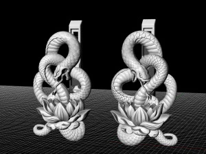 snake with flower earrings 3D Print Model