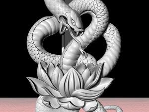 snake with flower earrings 3D Print Model