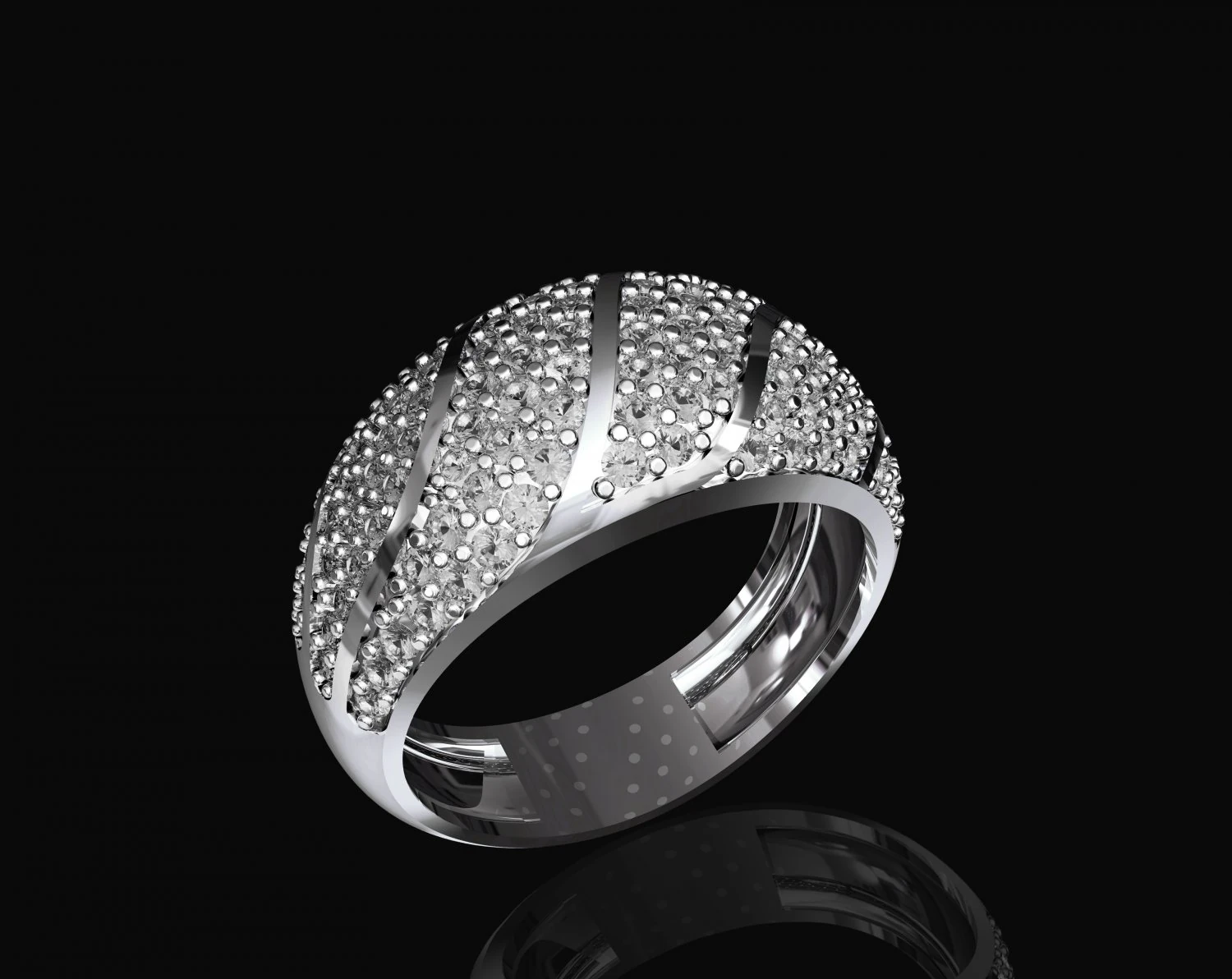 striped ring with gems 3D Print Model .c4d .max .obj .3ds .fbx .stl .blend 