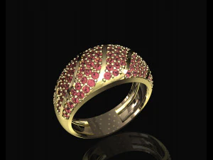 striped ring with gems 3D Print Model