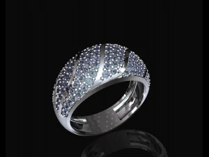striped ring with gems 3D Print Model