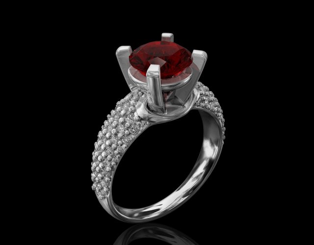 diamond ring with ruby 3D-Druckmodell .c4d .max .obj .3ds .fbx .stl .blend 