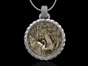 sweet phoenix with flowers-pendant 3D-Druckmodell
