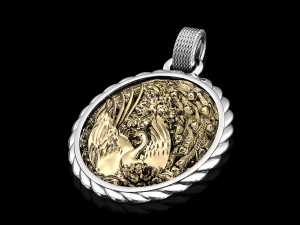 sweet phoenix with flowers-pendant 3D 프린트 모델