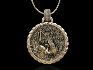 sweet phoenix with flowers-pendant 3D 프린트 모델