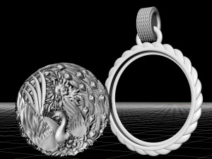 sweet phoenix with flowers-pendant 3D 프린트 모델