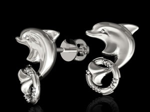 dolphin with lifebuoy earrings 3D-printmodel