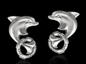 dolphin with lifebuoy earrings 3D-printmodel