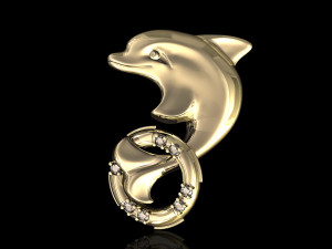 dolphin with lifebuoy earrings 3D-printmodel