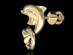 dolphin with lifebuoy earrings 3D-printmodel