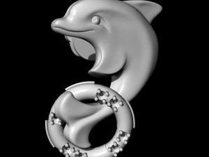 dolphin with lifebuoy earrings 3D Print Model