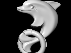 dolphin with lifebuoy earrings 3D-printmodel
