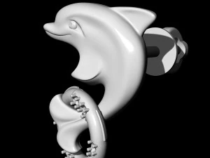 dolphin with lifebuoy earrings 3D Print Model