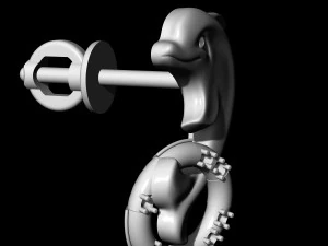 dolphin with lifebuoy earrings 3D Print Model