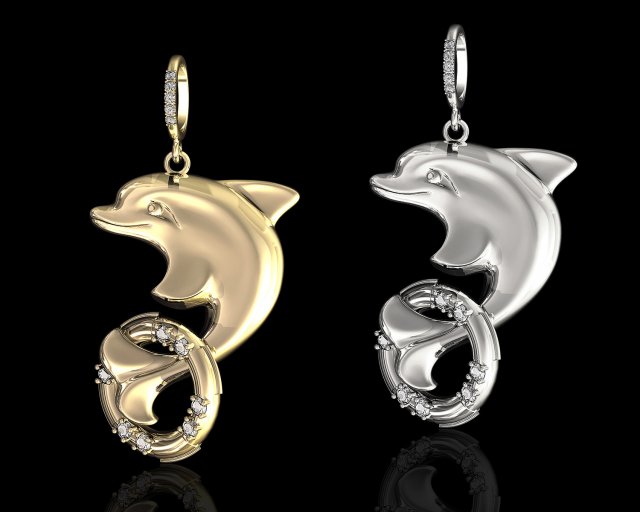 dolphin with lifebuoy pendant 3D 프린트 모델 .c4d .max .obj .3ds .fbx .stl .blend 