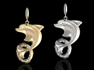 dolphin with lifebuoy pendant 3D 프린트 모델
