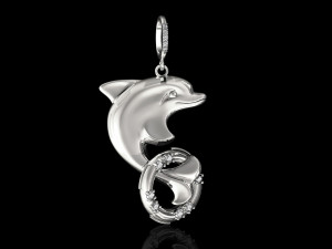 dolphin with lifebuoy pendant 3D 프린트 모델