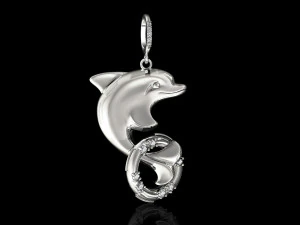dolphin with lifebuoy pendant 3D Print Model