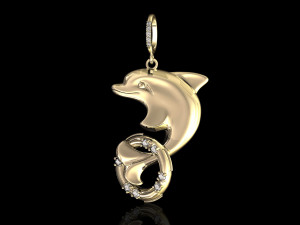 dolphin with lifebuoy pendant 3D 프린트 모델