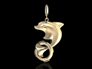 dolphin with lifebuoy pendant 3D 프린트 모델