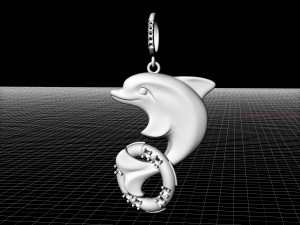 dolphin with lifebuoy pendant 3D 프린트 모델
