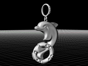 dolphin with lifebuoy pendant 3D 프린트 모델