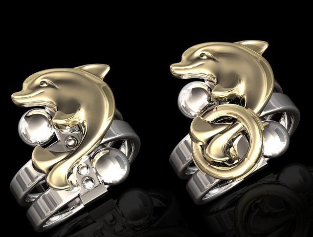 dolphin friendship ring 3D 打印模型 .c4d .max .obj .3ds .fbx .stl .blend