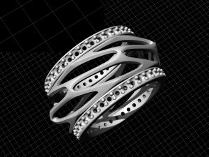 parametric wedding ring with diamond 3D Print Model
