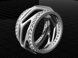 parametric wedding ring with diamond 3D Print Model