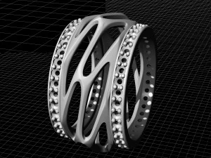 parametric wedding ring with diamond 3D Print Model