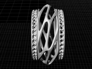 parametric wedding ring with diamond 3D Print Model