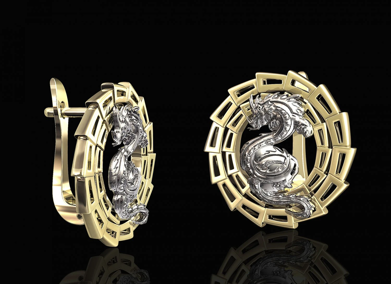dragon earrings 3D Print Model .c4d .max .obj .3ds .fbx .stl .blend