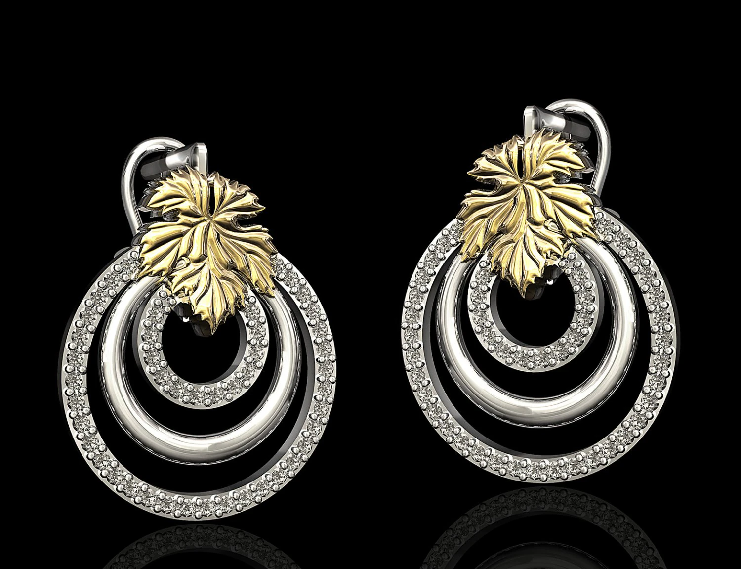 leaf earrings 3D Print Model .c4d .max .obj .3ds .fbx .stl .blend 