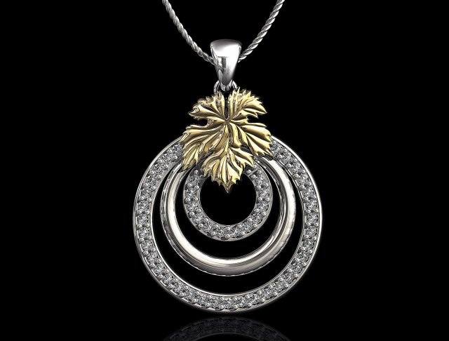 leaf pendant with diamond 3D Print Model .c4d .max .obj .3ds .fbx .stl .blend 