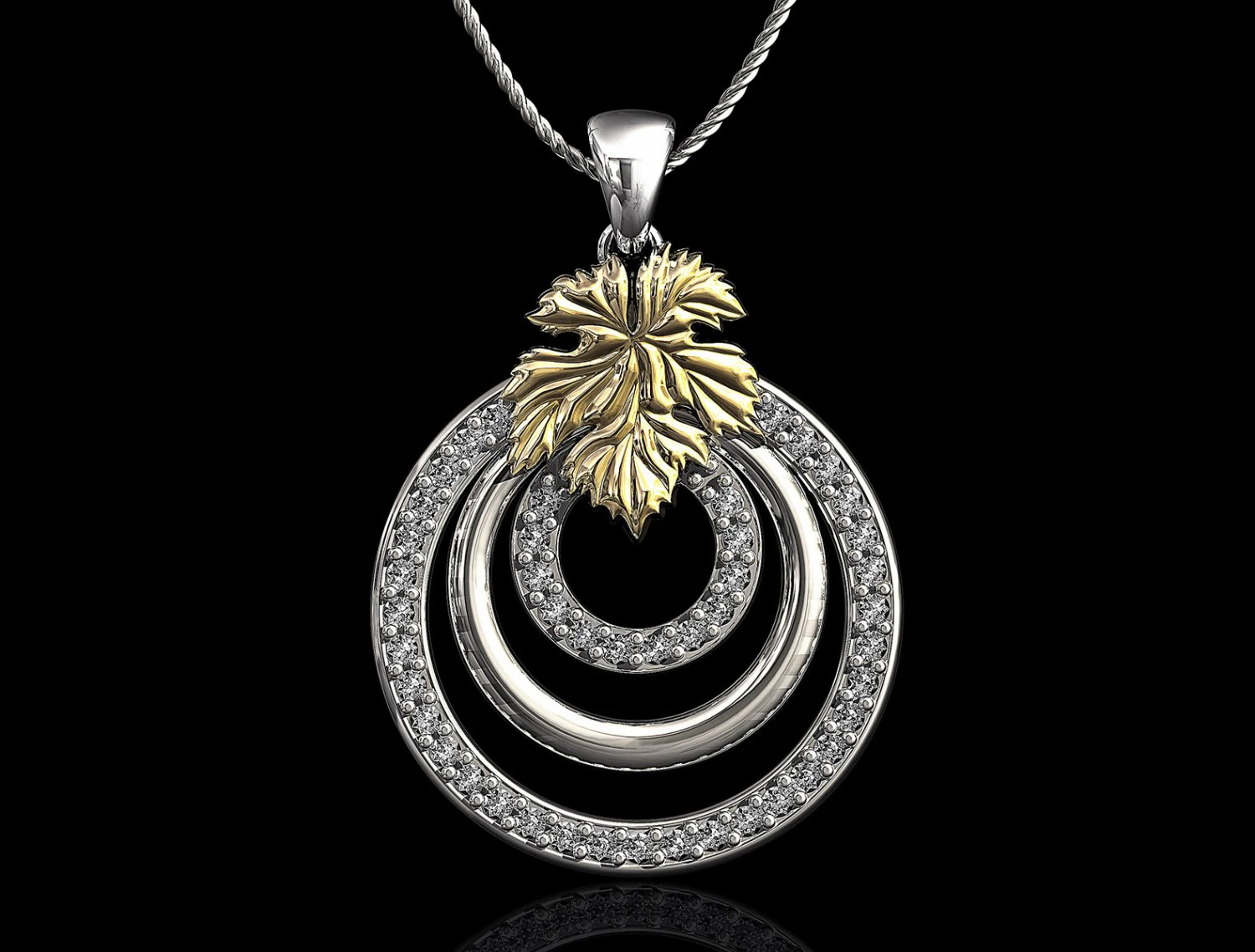 leaf pendant with diamond 3D Print Model .c4d .max .obj .3ds .fbx .stl .blend 