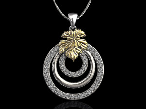 leaf pendant with diamond 3Dプリントモデル