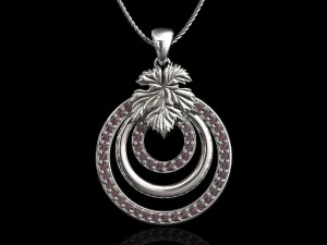 leaf pendant with diamond 3D Print Model