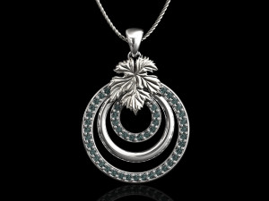 leaf pendant with diamond 3D Print Model