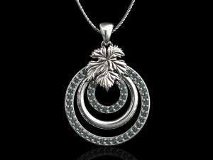 leaf pendant with diamond 3D Print Model