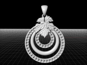 leaf pendant with diamond 3D Print Model