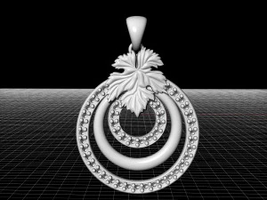 leaf pendant with diamond 3D Print Model