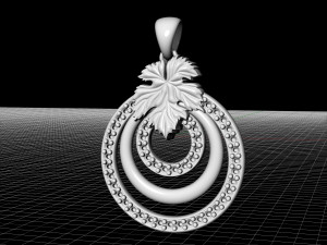 leaf pendant with diamond 3D Print Model