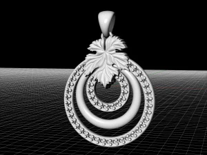leaf pendant with diamond 3D Print Model