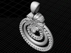 leaf pendant with diamond 3D Print Model